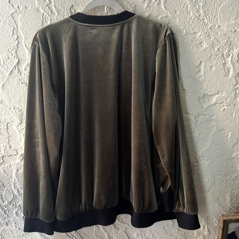 Green Velour Zip Up Jacket - Picture 2 of 4